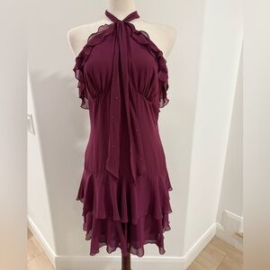 Allen B. By Allen Schwartz Backless Burgundy Dress
